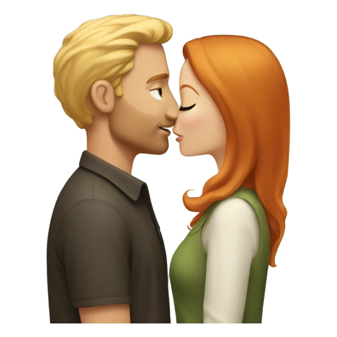 Tall blonde man kissing a redhead woman  sticker