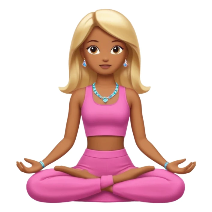 Brown skin blonde hair Barbie meditating  sticker