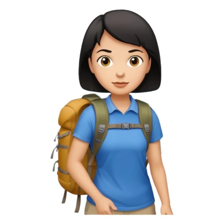 a white woman who has black short hair hiking  sticker
