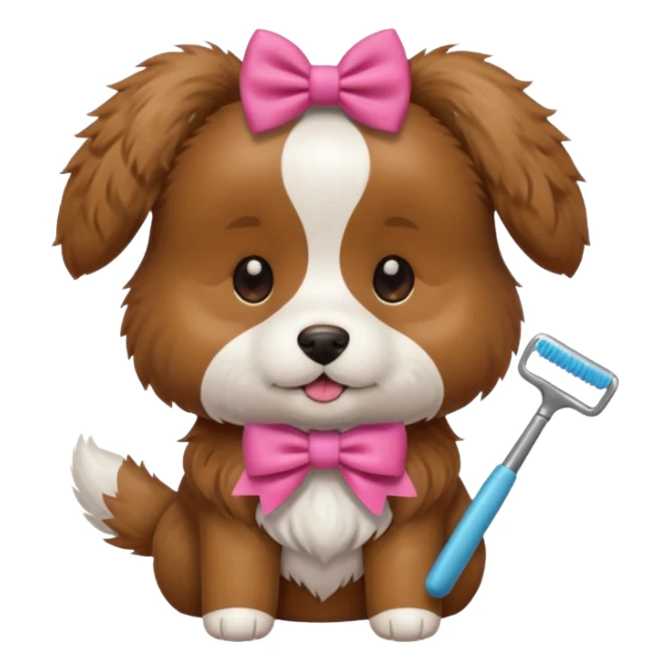 dog, dog bow, toy, grooming tool sticker