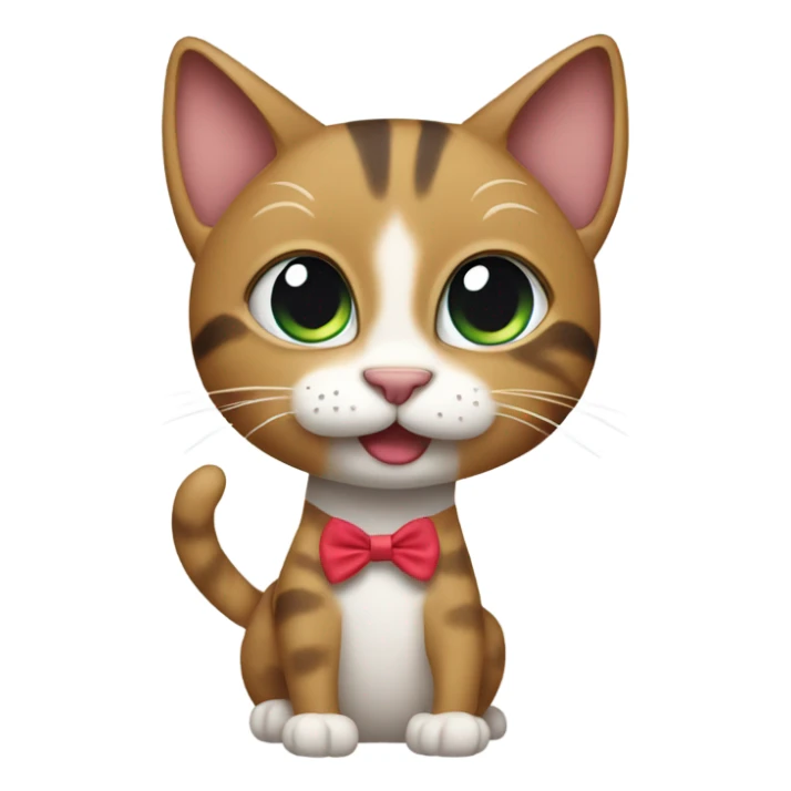 Cat wearing a hair bow and hand gesture stop sticker