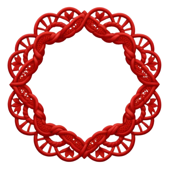 red thin twisted lace sticker