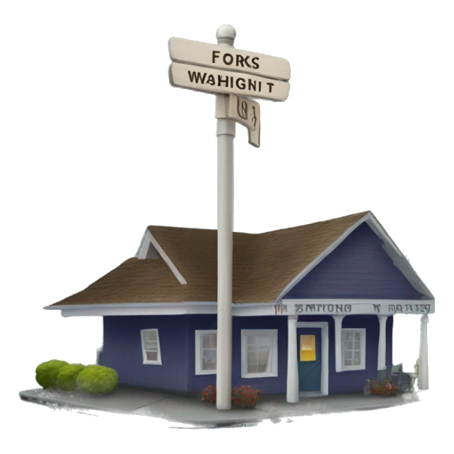 Twilight Inspired Emoji : Forks, Washington Signpost – A “Forks” town sign, maybe with some rainy or misty details, would represent the small-town setting of the story. sticker
