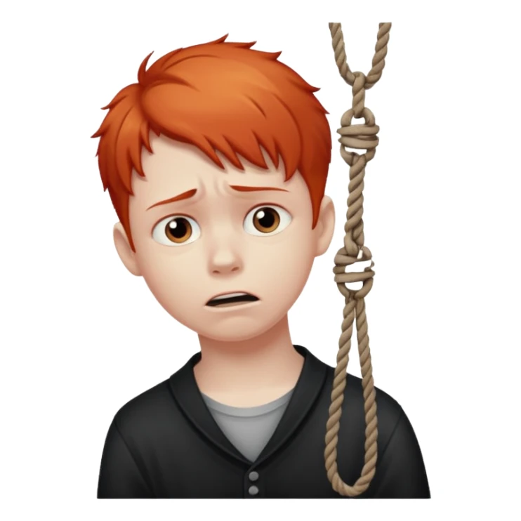 red headed boy hanging by his neck from a noose sticker