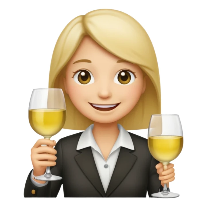 Smiling face emoji (not a person), blushing, holding white wine  sticker
