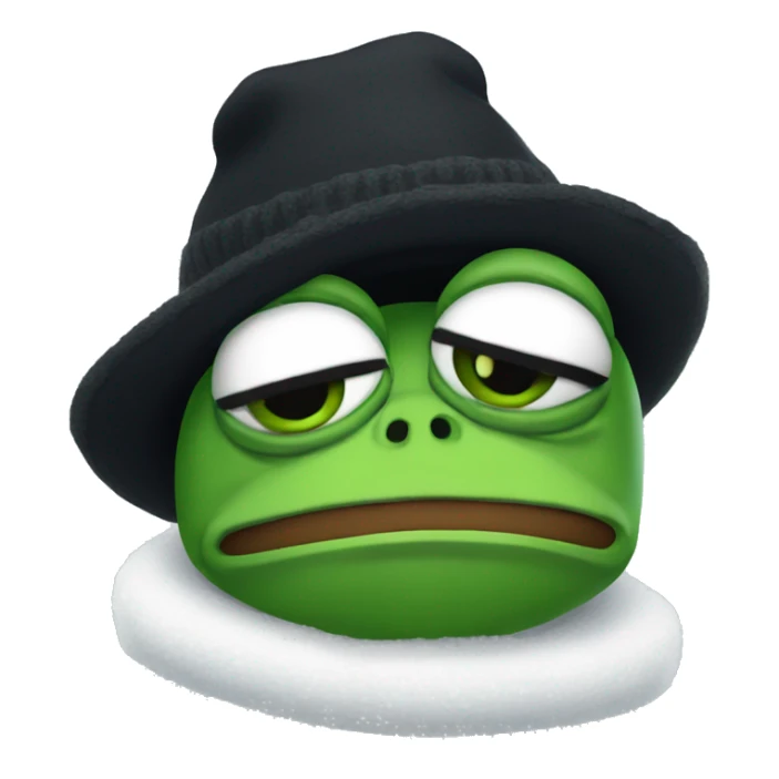 sad pepe the frog in black winter hat sticker