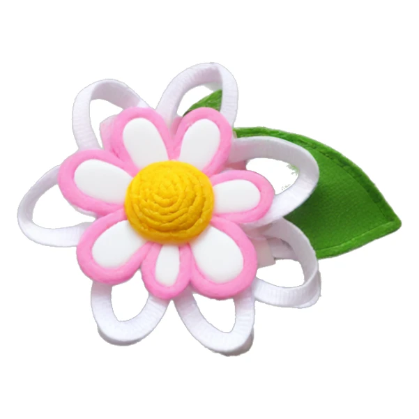 Summer flower hair clip pink and white sticker