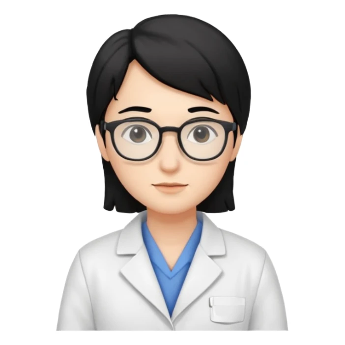 Farmacist with black hair and white coat sticker