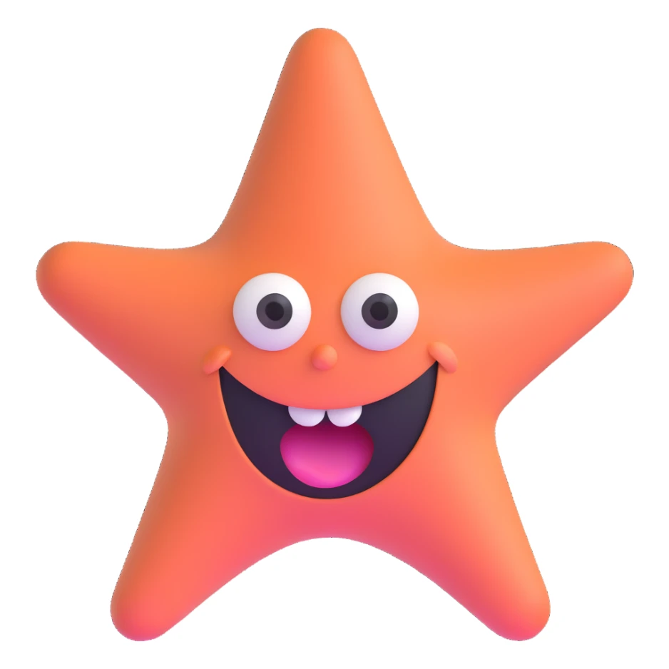 Patrick Star face from SpongeBob, wide eyes, big smile sticker