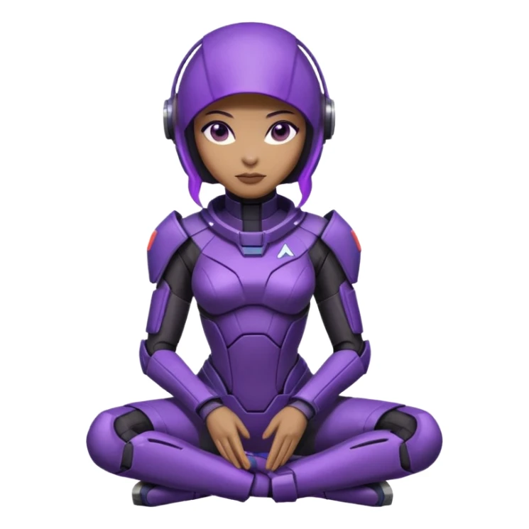 cute Tali'zorah from Mass Effect, full suit, purple visor, sitting pose sticker