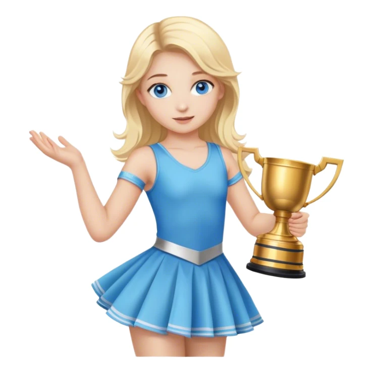 Young girl, blue eyes, blonde hair dancer with a Stanley cup sticker