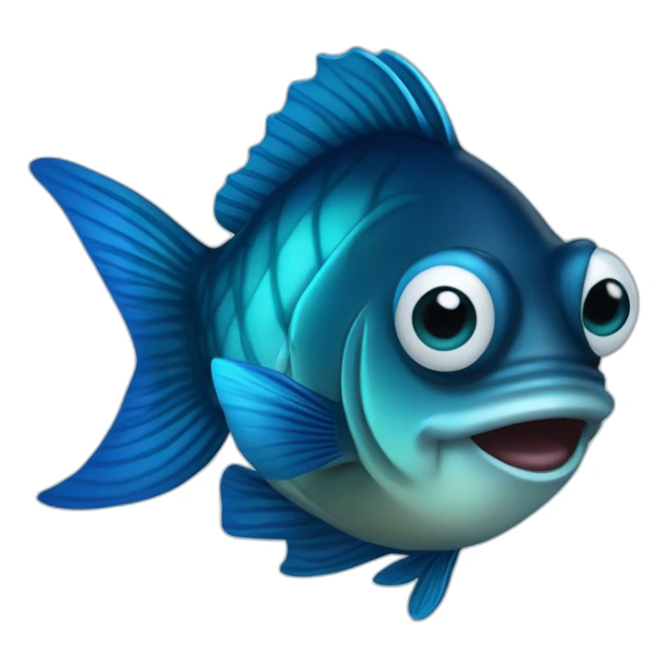 dark blue lantern fish with light cyan lips and fully blue eyes sticker