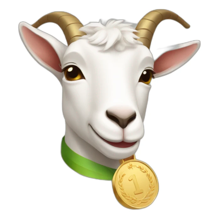 Happy goat nodding with a gold medal sticker