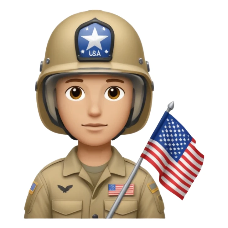 generate realistic white american soldier with small usa flag on shoulder sticker