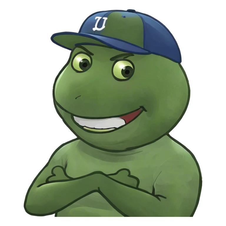 guy with crossed arms holding neck laughing sticker