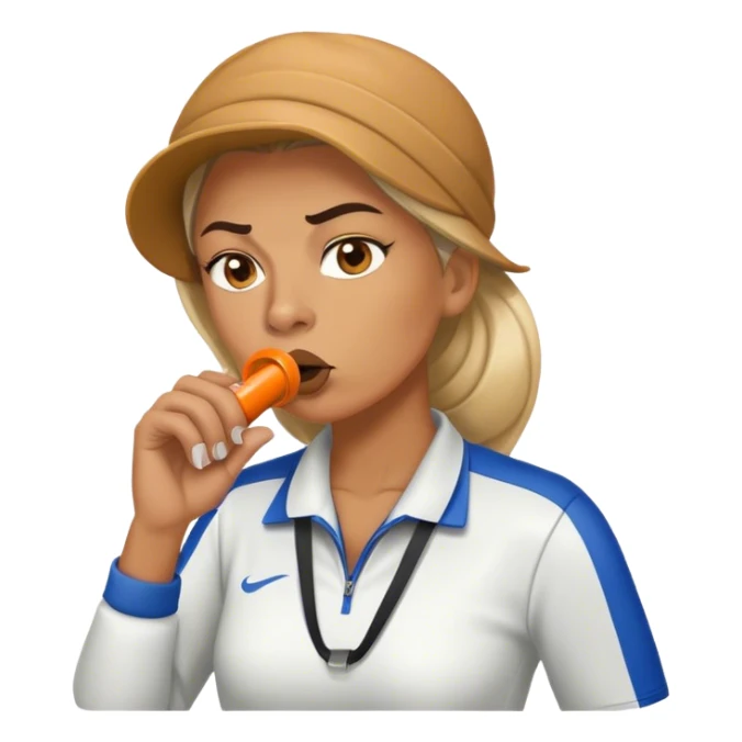 tough looking female coach blowing whistle sticker
