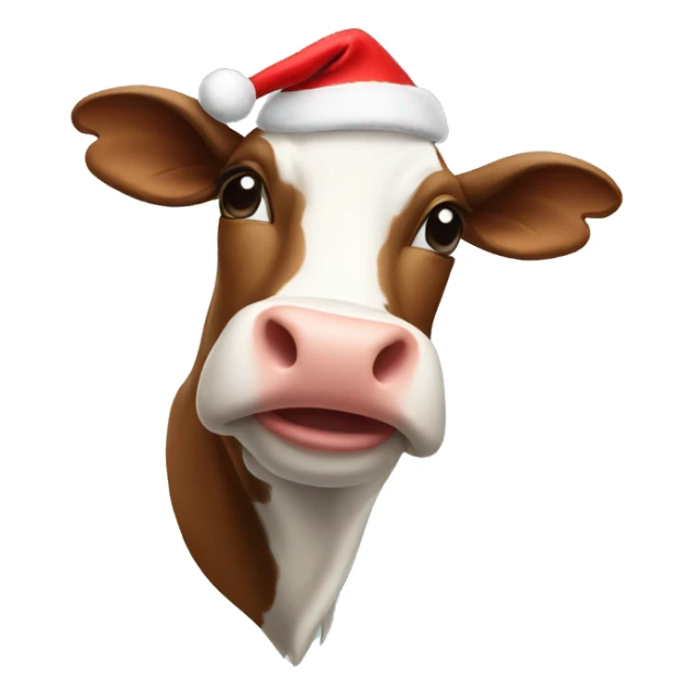Cow wearing christmas hat sticker