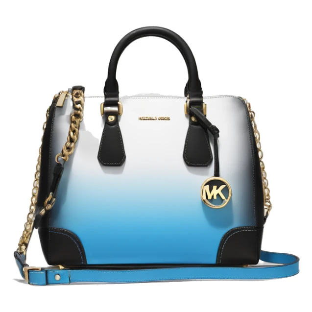Realistic isolated white,sky blue,and black ombre Michael Kors satchel purse.  sticker