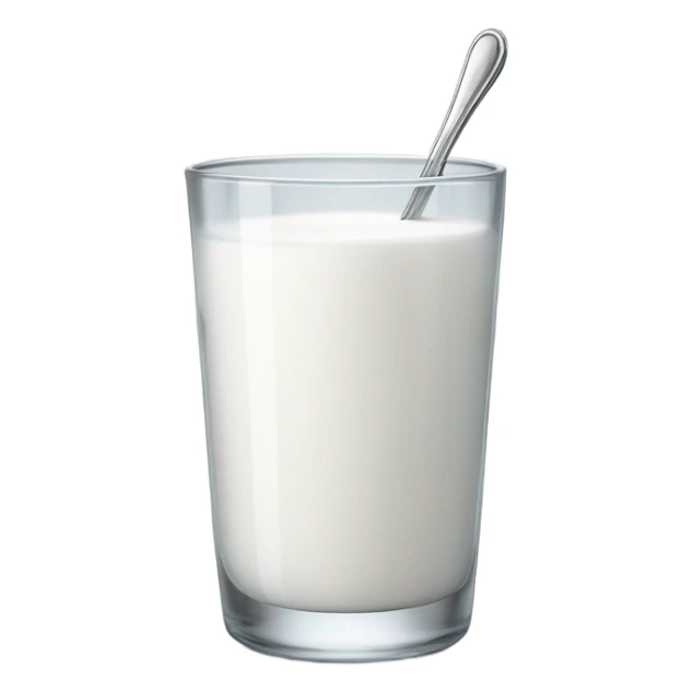 Milk in glass and spoon sticker