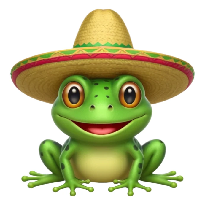 Mexican frog in a sombrero, emoji style sticker