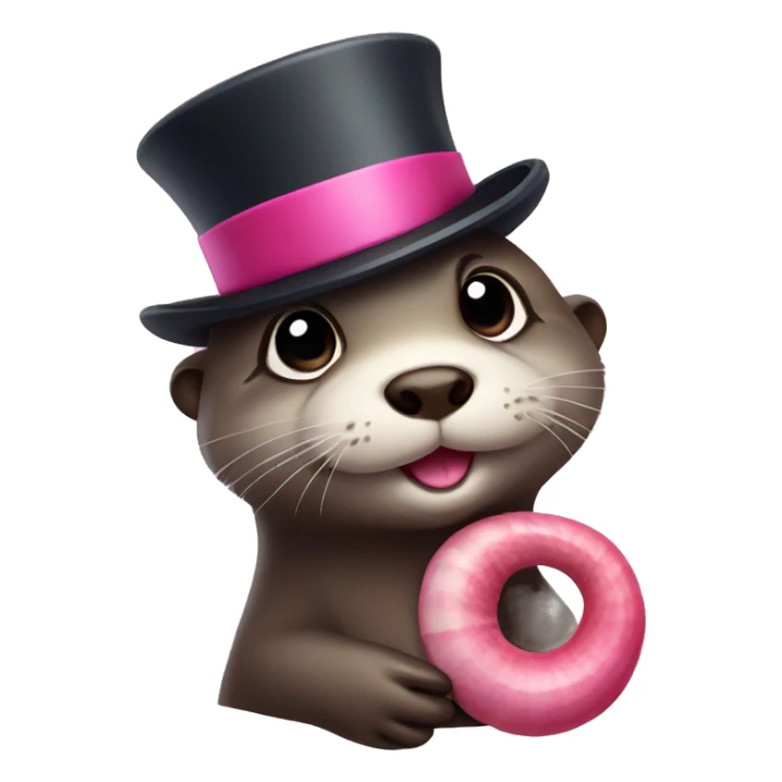 Cute Otter with glasses and top hat holding pink clam  sticker