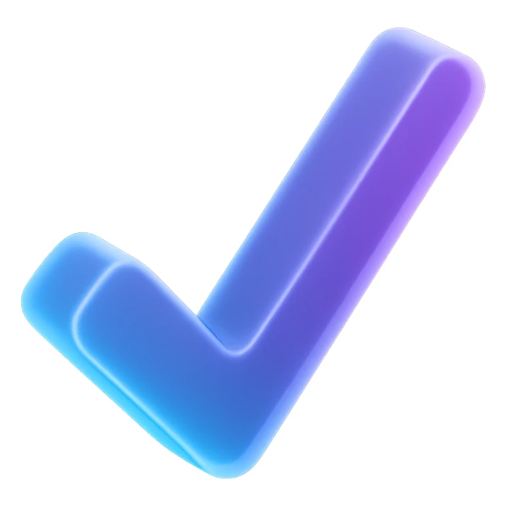 a checkmark with a fancy colorful gradient for the color with blue and purple sticker
