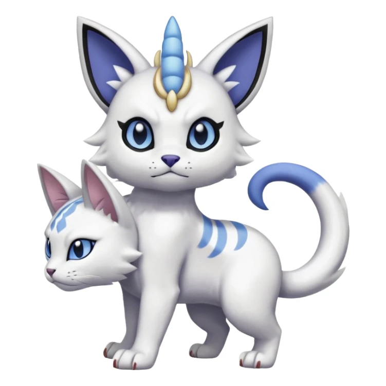 Absol-Purrloin-Meowth-Gatomon-fusion, full body sticker