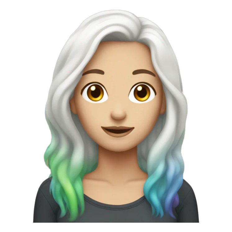 White woman with rainbow hair sticker
