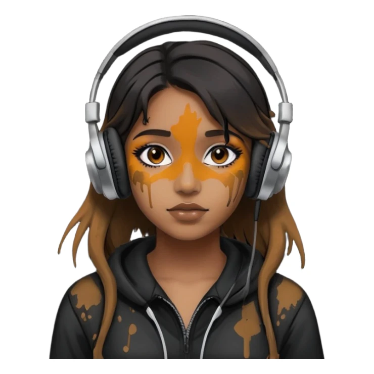 A soft grunge aesthetic that’s Latina and wearing messy paint on black headphones  sticker