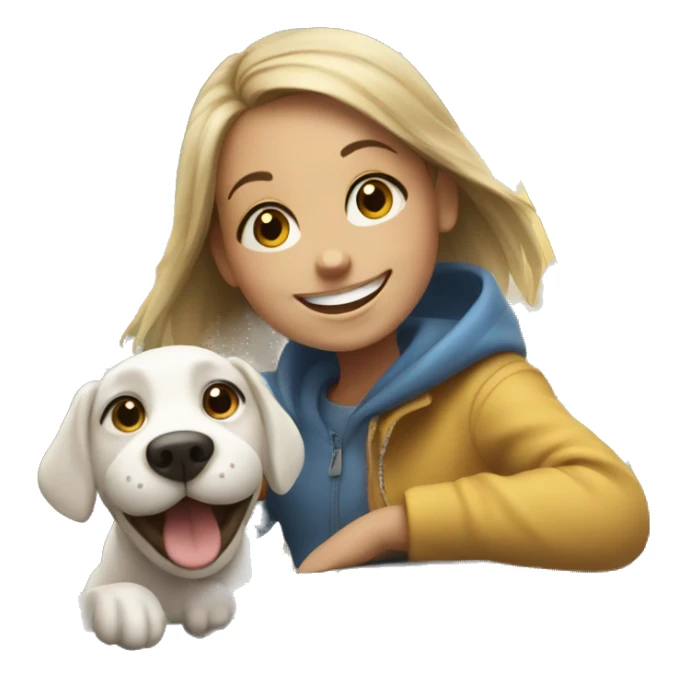 happy girl with dog on the car sticker