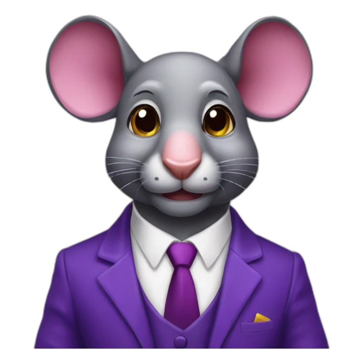 raton con traje de etiqueta y orejas de elefante morado sticker