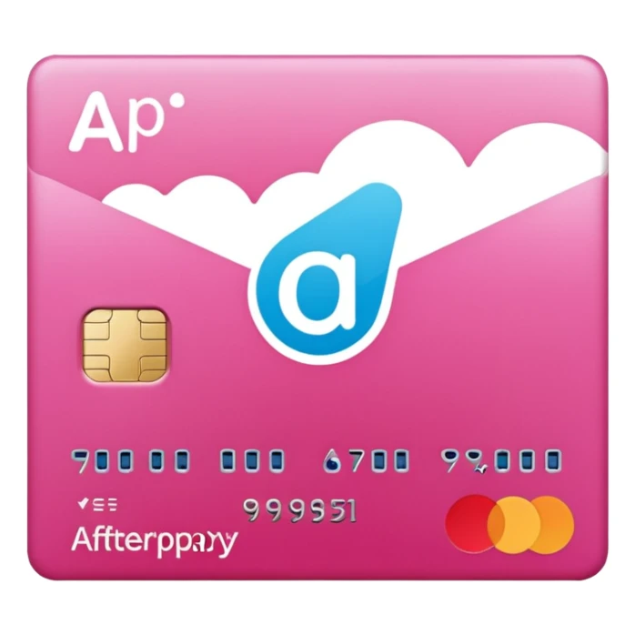 pink afterpay word on a credit card sticker