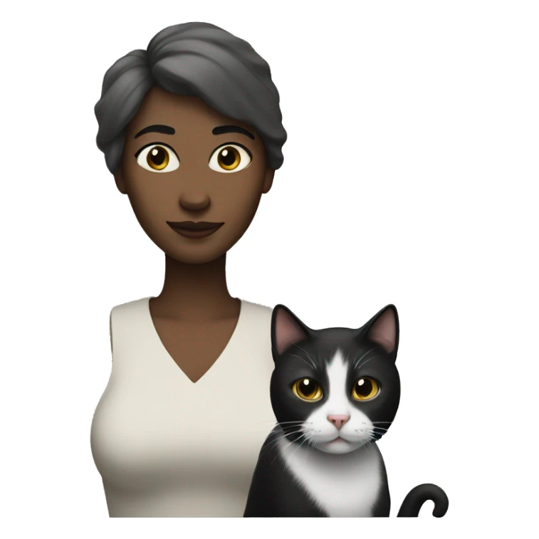 Woman and black and white cat sticker