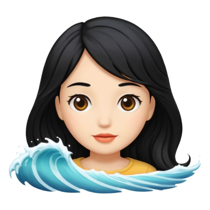 wave black hair girl 2 sticker