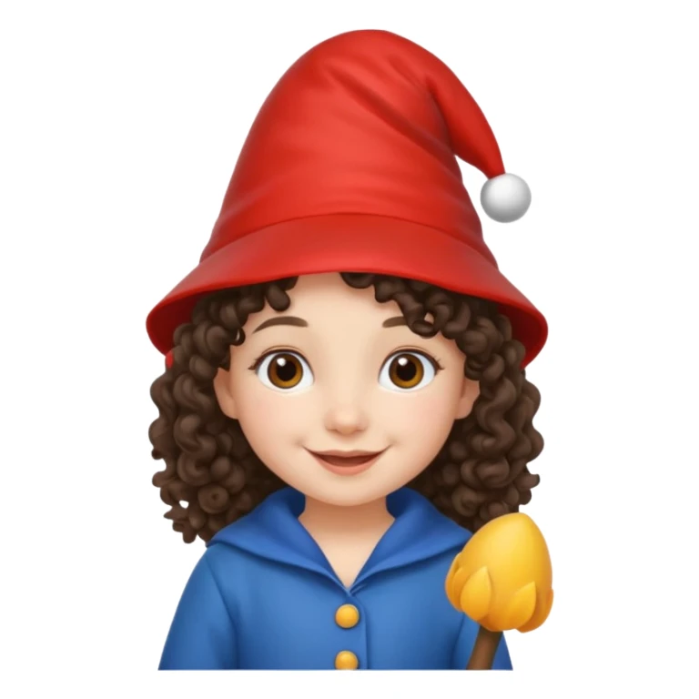 brunette little curly girl garden gnome sticker
