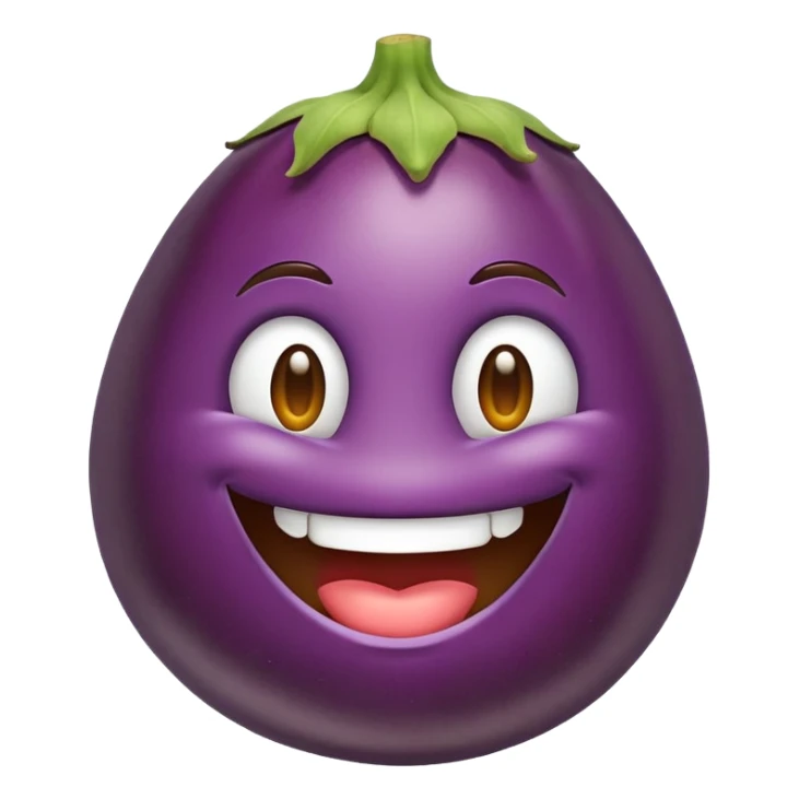 Emoji with eggplant in smile sticker