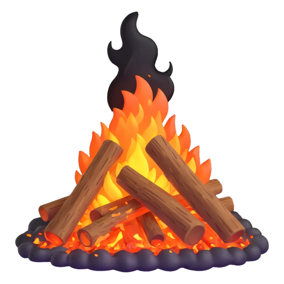crackling bonfire with sparks and embers sticker