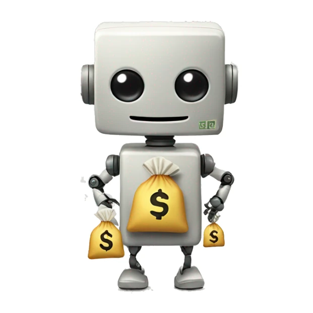 Cute square robot with money bags sticker