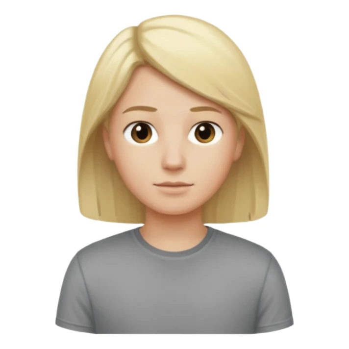 Create a person who is standing still, doing nothing, with blond hair, in the iOS 18 style. sticker