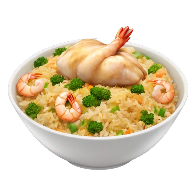 Chicken and shrimp fried rice in a bowl sticker