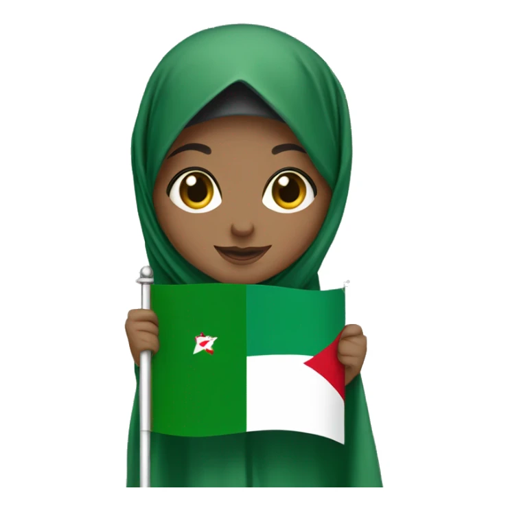 Girl with hijab holding both flags Algerian flag and palestenian flag  sticker
