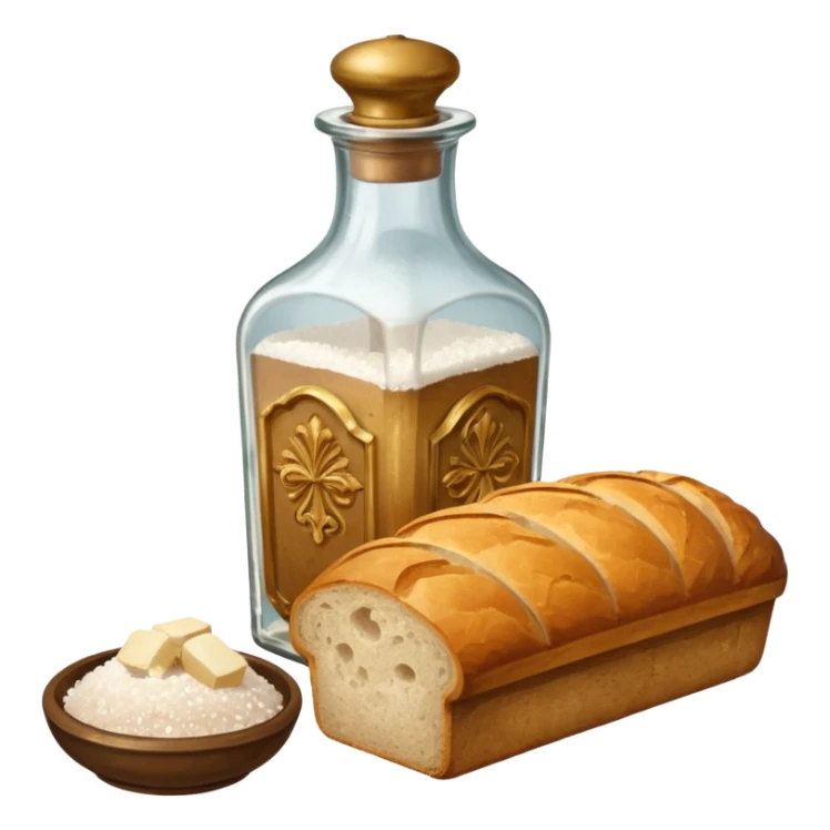  a one victorian bottle of salt and a loaf of bread sticker