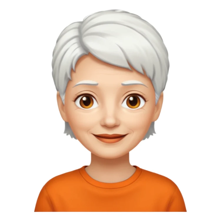 older white haired woman with orange shirt short white hair sticker