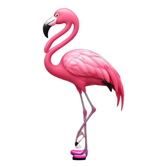 A pink flamingo with tap-dancing shoes sticker