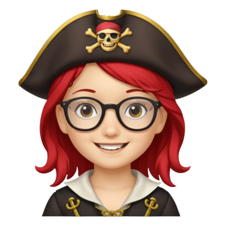 kid girl with pirate costume wearing glasses sticker