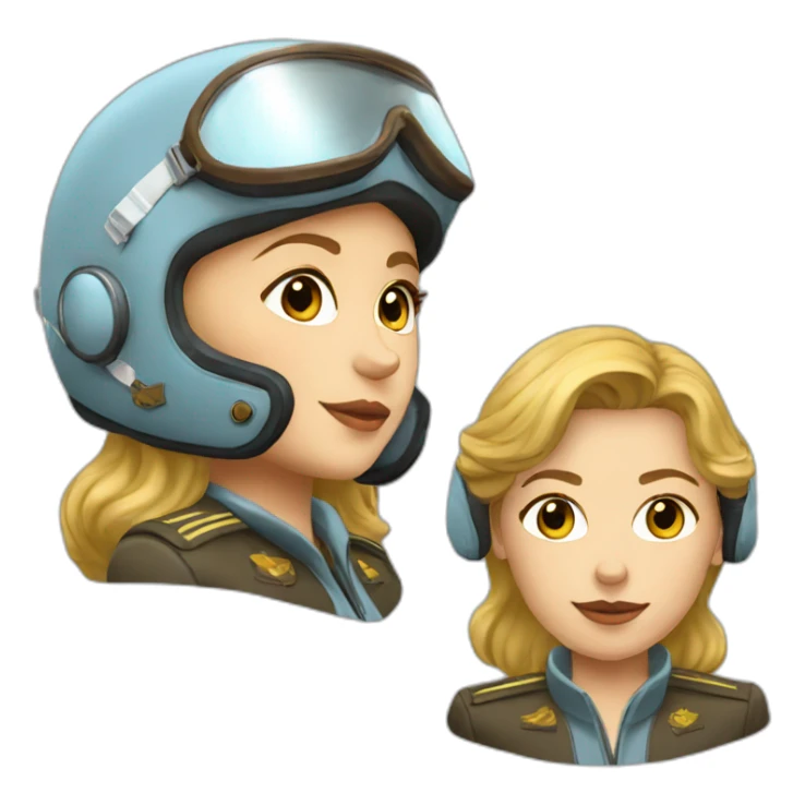 Soviet female pilot golden hair blue ayes Brown goggles sticker