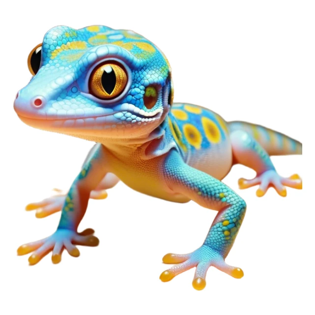 Cinematic Cute Gecko Portrait Emoji, Head tilted playfully and inquisitively, featuring a small, charming body with smooth, vividly patterned scales, bright, sparkling eyes and delicate, sticky toe pads, Simplified yet irresistibly adorable features, highly detailed, glowing with a warm, inviting glow, high shine, affectionate and lively, stylized with a touch of tropical whimsy, soft glowing outline, capturing the essence of a mischievous yet loving gecko that appears ready to dart out of the screen into your heart! sticker
