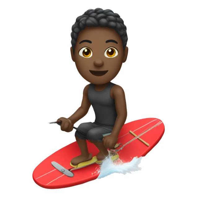a black skin colored person wakeboarding with a red board  sticker