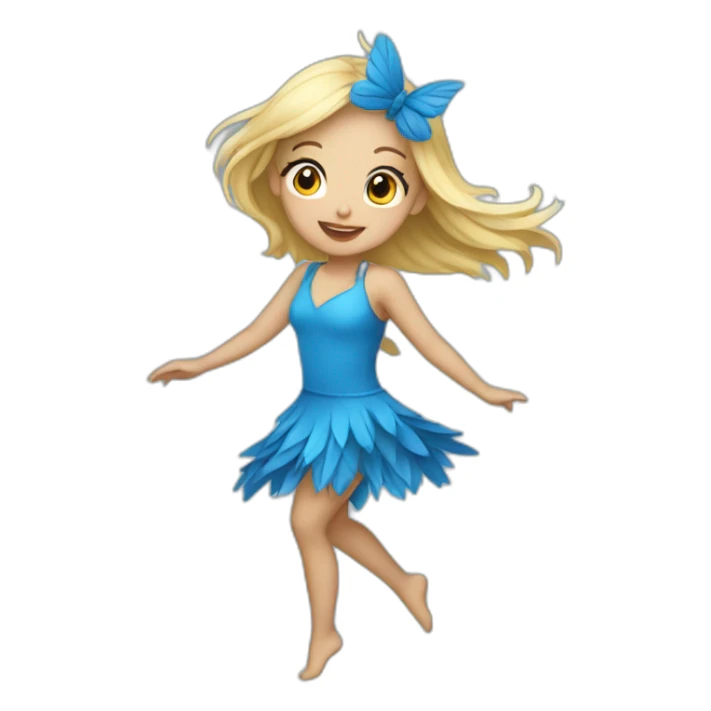 blonde girl dancing in a blue bird costume sticker