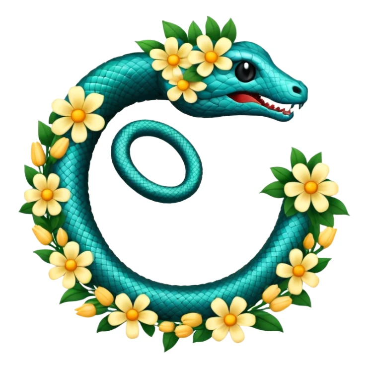 ouroboros serpent made of flowers sticker